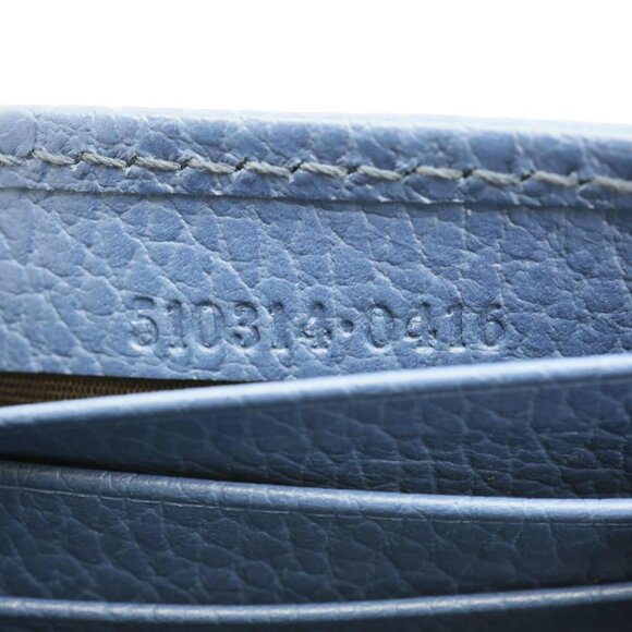 Gucci  Dollar Interlocking G Calfskin Leather Chain Wallet Crossbody Bag Blue - Picture 15 of 15